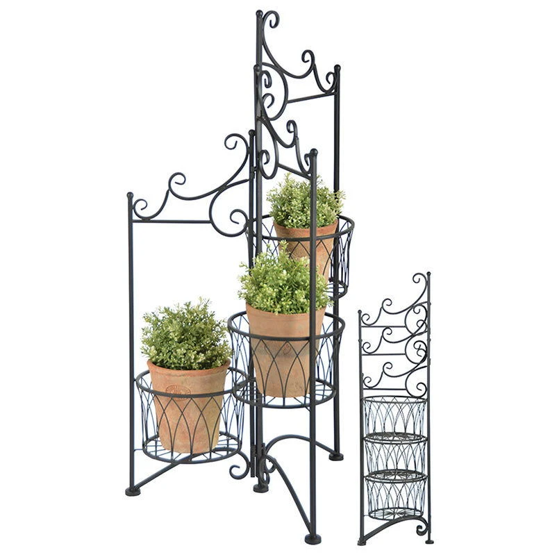 Pflanzenständer Für 3 Töpfe, Aus Eisen, Faltbar 1 Pflanzenständer Für 3 Töpfe, Aus Eisen, Faltbar