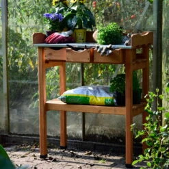 Pflanztisch, Natur, Kiefernholz, 78 X 38 X H91 Cm -Bio Pflanzen Verkauf 0940700263 Pflanztisch mit Schubladen 3 118915