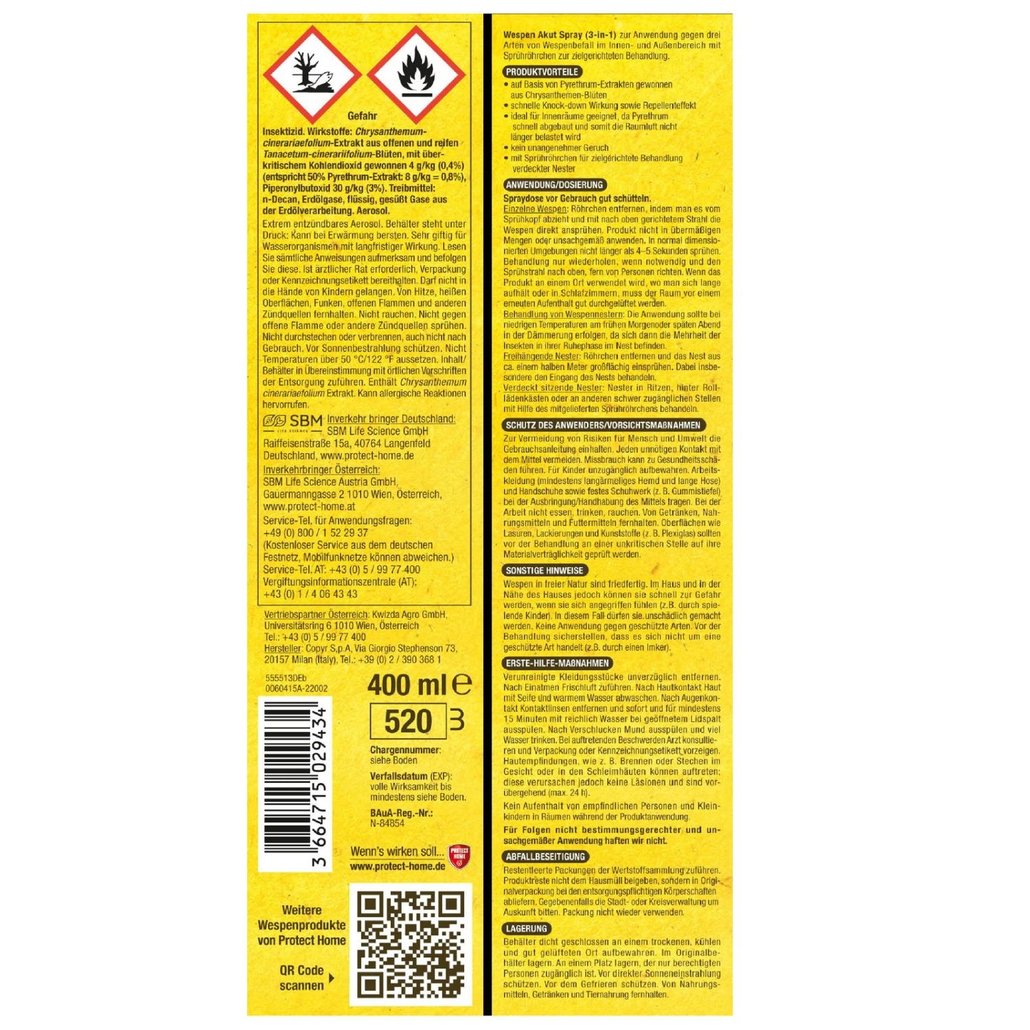 Protect Home Natria Wespen-Akut Spray, 400 Ml 3 Protect Home Natria Wespen-Akut Spray, 400 Ml – Bild 3