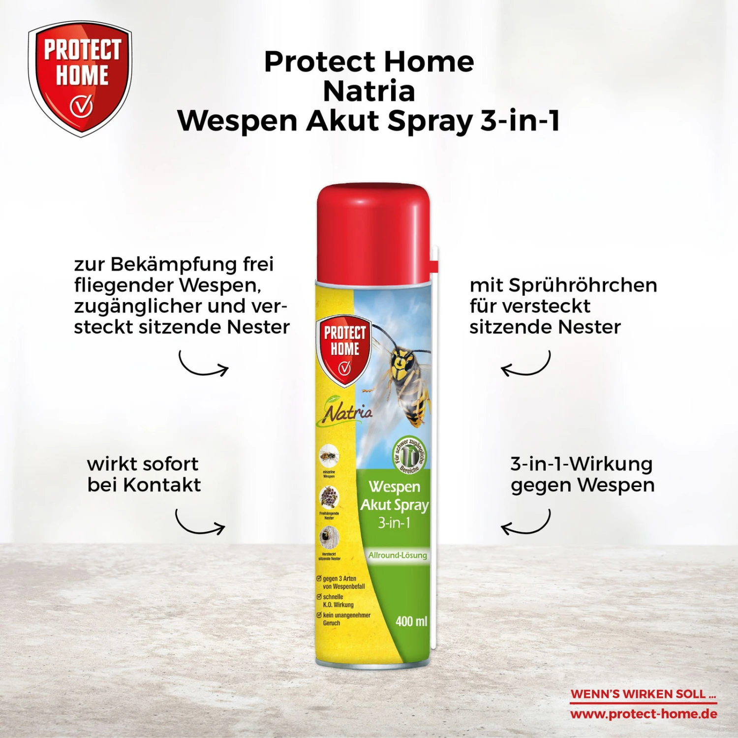 Protect Home Natria Wespen-Akut Spray, 400 Ml 2 Protect Home Natria Wespen-Akut Spray, 400 Ml – Bild 2