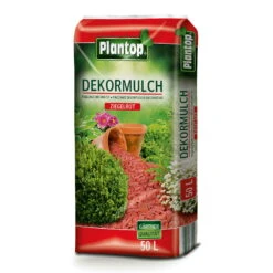 Plantop Dekormulch Ziegelrot, 1950 L Gesamt, 39 Sack á 50 Liter -Bio Pflanzen Verkauf 0960200191 Plantop Dekormulch 10 40mm ziegelrot 50l 78112