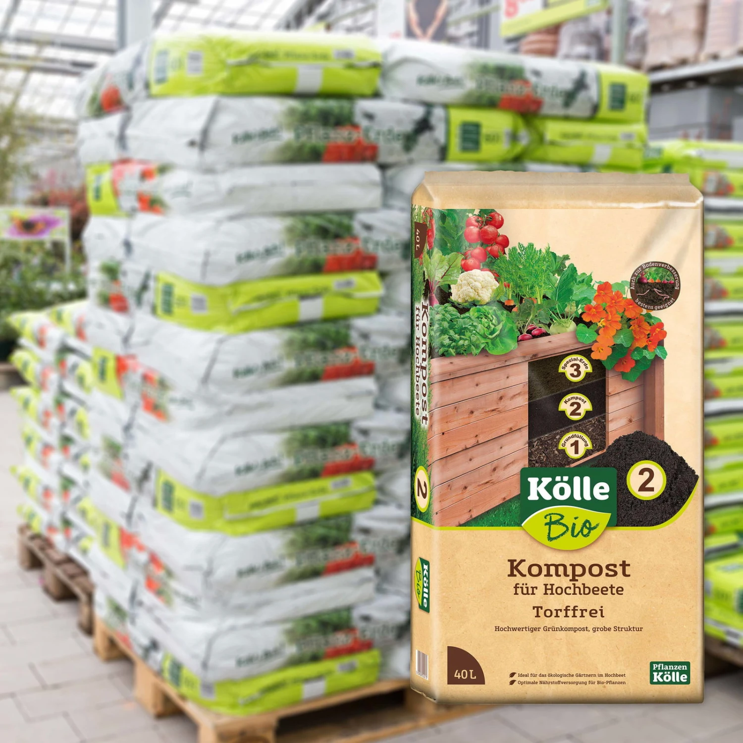 Kölle Bio Hochbeet-Kompost 45 Sack à 40 L, Palettenware Ohne Zusätzliche Versandkosten 1 Kölle Bio Hochbeet-Kompost 45 Sack à 40 L, Palettenware Ohne Zusätzliche Versandkosten