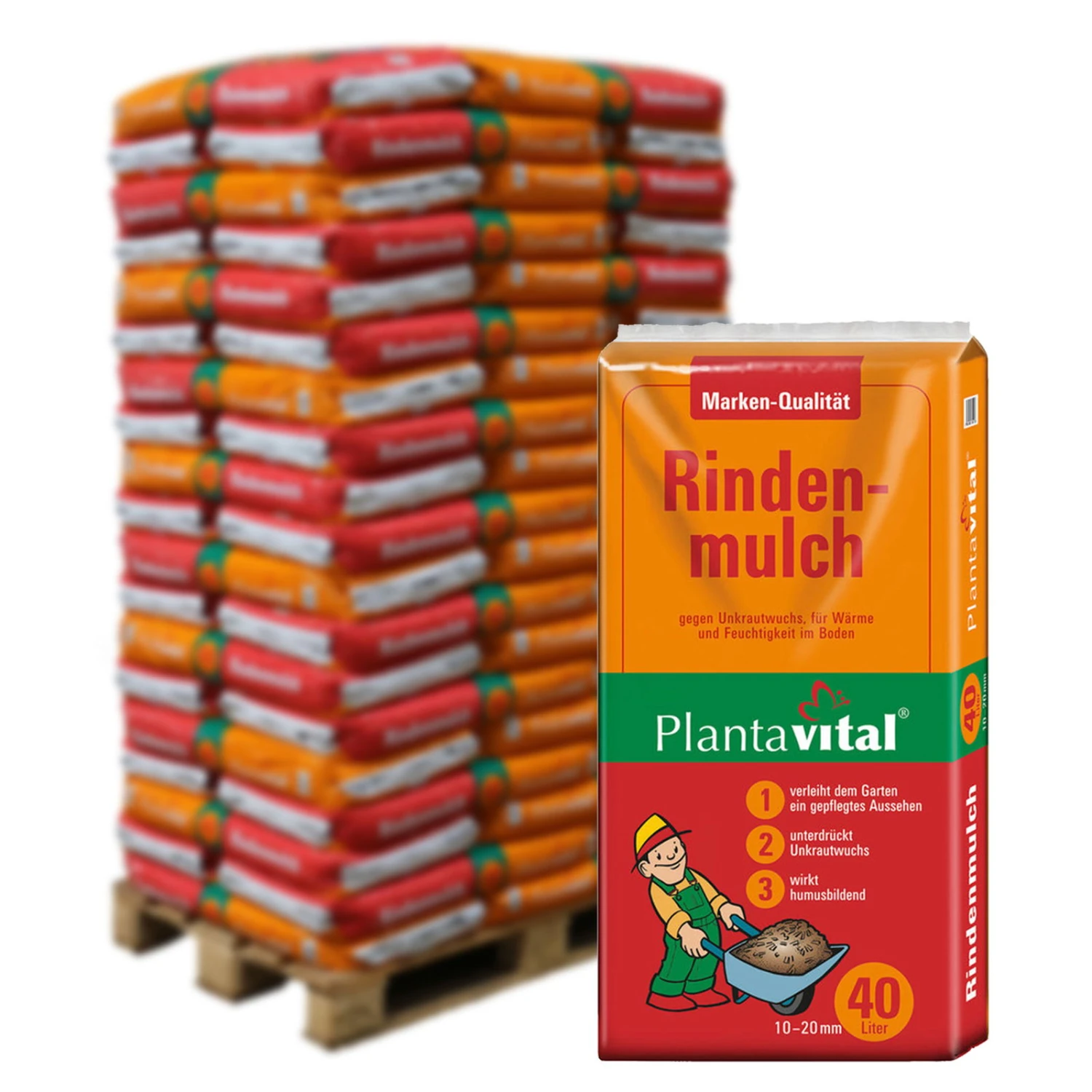 Plantavital Rindenmulch Fein, 2280l, 57 Sack á 40l 1 Plantavital Rindenmulch Fein, 2280l, 57 Sack á 40l