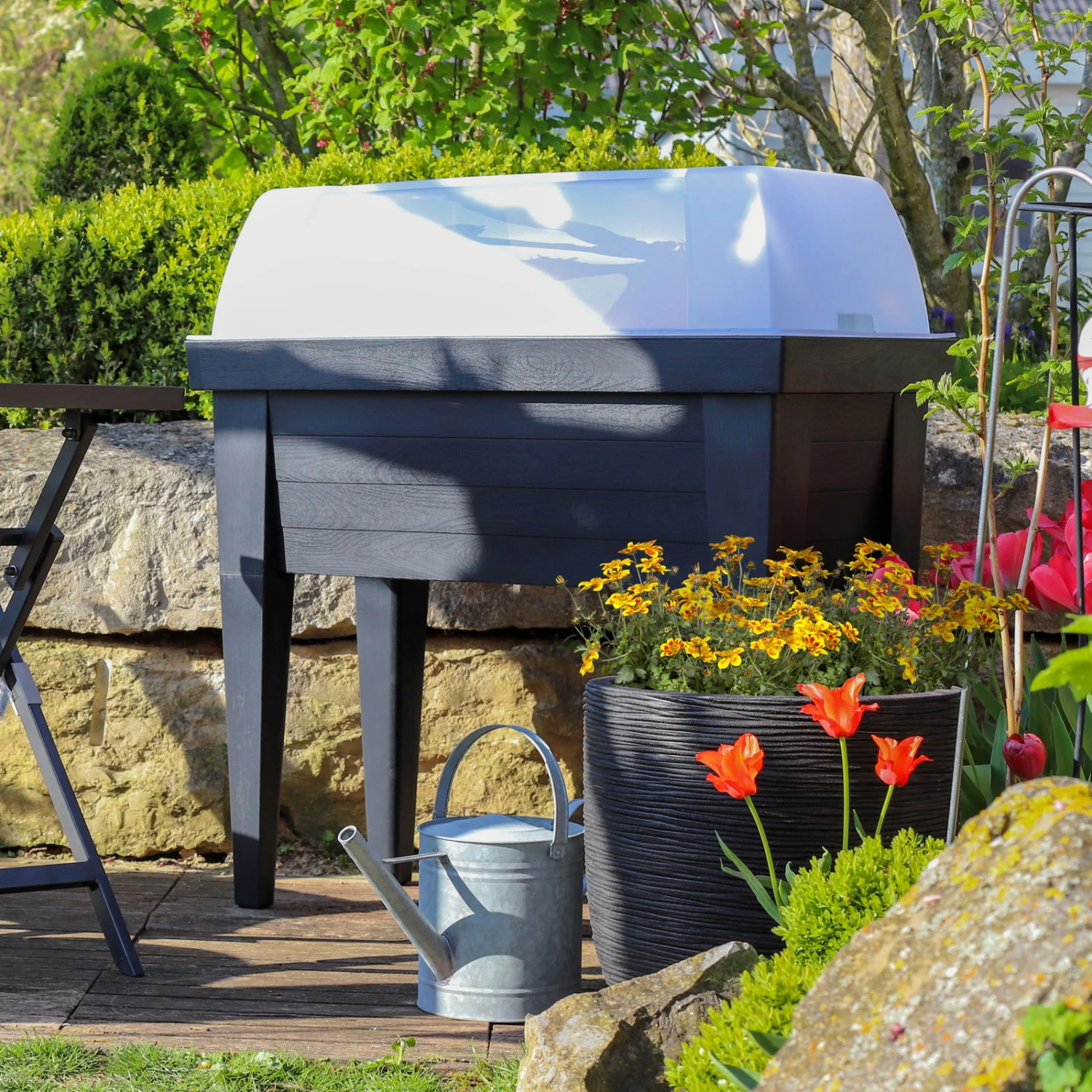 Hochbeet Mit Deckel, Anthrazit, Ca. 100 X 50 X 107 Cm 1 Hochbeet Mit Deckel, Anthrazit, Ca. 100 X 50 X 107 Cm