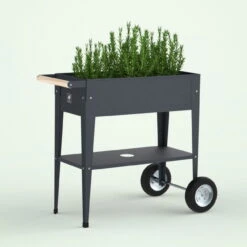 Hochbeet-Trolley Mit Rädern, Anthrazit, Metall, 75 X 35 X 80 Cm, 47 L -Bio Pflanzen Verkauf 0980250141 Urban Garden Trolly auf Raedern anthrazit 10 84504