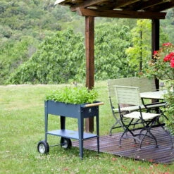 Hochbeet-Trolley Mit Rädern, Anthrazit, Metall, 75 X 35 X 80 Cm, 47 L -Bio Pflanzen Verkauf 0980250141 Urban Garden Trolly auf Raedern anthrazit 11 84503