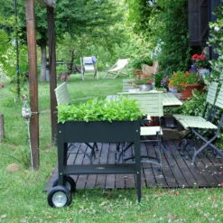 Hochbeet-Trolley Mit Rädern, Anthrazit, Metall, 75 X 35 X 80 Cm, 47 L -Bio Pflanzen Verkauf 0980250141 Urban Garden Trolly auf Raedern anthrazit 13 84502
