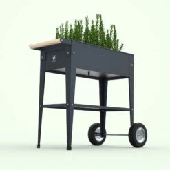 Hochbeet-Trolley Mit Rädern, Anthrazit, Metall, 75 X 35 X 80 Cm, 47 L -Bio Pflanzen Verkauf 0980250141 Urban Garden Trolly auf Raedern anthrazit 8 84506