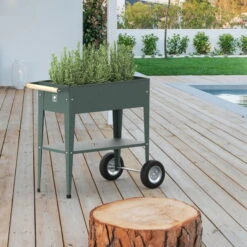 Hochbeet Urban Garden Trolley, Grün, 75 X 35 X 80 Cm -Bio Pflanzen Verkauf 0980250161 Urban Garden Trolley auf Raedern Oak Green 6 108098