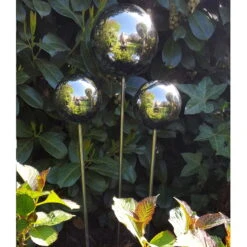 Beetstecker Rosenkugel, 15 Cm, Edelstahl / Poliert, Rosenstab 80 Cm