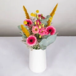 Gemischter Blumenbund 'Glücksrausch' Inkl. Gratis Grußkarte -Bio Pflanzen Verkauf 1025700004 DIY Mixbund Gluecksrausch Gerbera Lisi Euka Statice Crasp Fluffy 2 94528