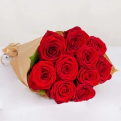 Blumenbund Mit Rosen 'Red Naomi', 10er-Bund, Rot, Inkl. Gratis Grußkarte -Bio Pflanzen Verkauf 1045500002 Rose Red Naomi 10er Bund 60cm 1 85332