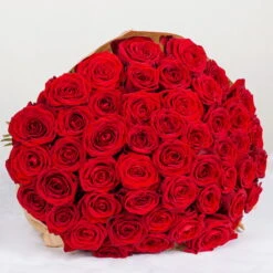 Blumenbund Mit Rosen 'Red Naomi', 50er-Bund, Rot, Inkl. Gratis Grußkarte -Bio Pflanzen Verkauf 1045500006 Rose Red Naomi 50er Bund 60cm 2 85340