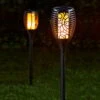 Solar-Gartenfackel, Cool-Flame-Technologie, Schwarz, Höhe Ca. 75 Cm