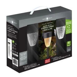 Gartenleuchte 'Cygnus', 4er-Set, Grau, Edelstahl -Bio Pflanzen Verkauf 2950100644 Cygnus warmweisses Licht 4er Pack 5 Lumen 100357