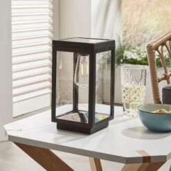 Solar-Tischleuchte 'Amsterdam', Schwarz, Ø 12 X H 22 Cm -Bio Pflanzen Verkauf 2950100715 Solar Kunststoff Tischleuchte Amsterdam 2 120467