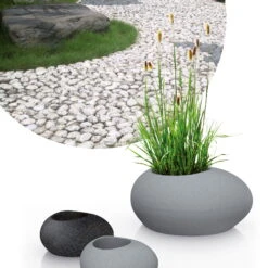 Pflanzstein Flow, Stony Black, L 48 X B 38 X H 23 Cm -Bio Pflanzen Verkauf 3210103633 3210103634 3210103635 3210103636 Pflanzstein Flow stony black grey 55927