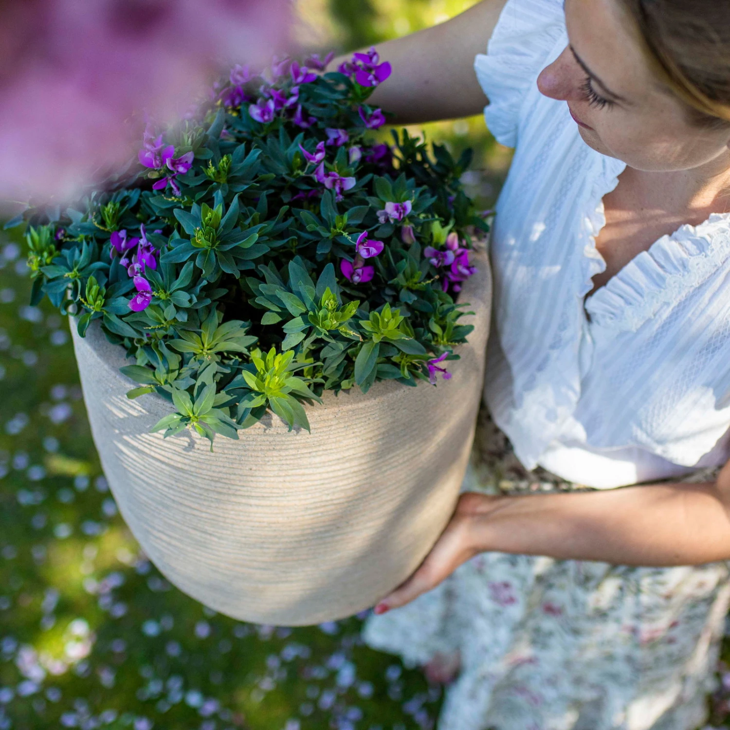 Pflanzgefäß 'Rib', Beige, Ø 35 X H 34 Cm 2 Pflanzgefäß 'Rib', Beige, Ø 35 X H 34 Cm – Bild 2