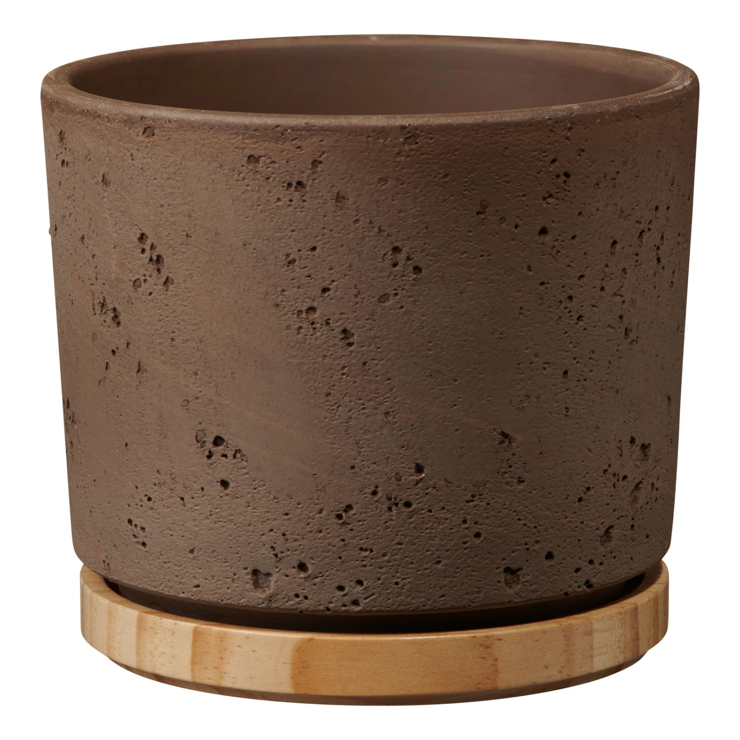 Übertopf Paros Deluxe, Keramik & Holz, Sandgrau, 19 Cm 1 Übertopf Paros Deluxe, Keramik & Holz, Sandgrau, 19 Cm