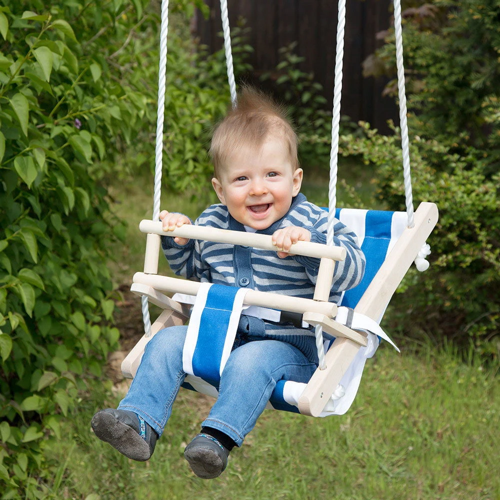 Schaukelsitz "Bambini" Blau-weiß Gestreift 2 Schaukelsitz "Bambini" Blau-weiß Gestreift – Bild 2