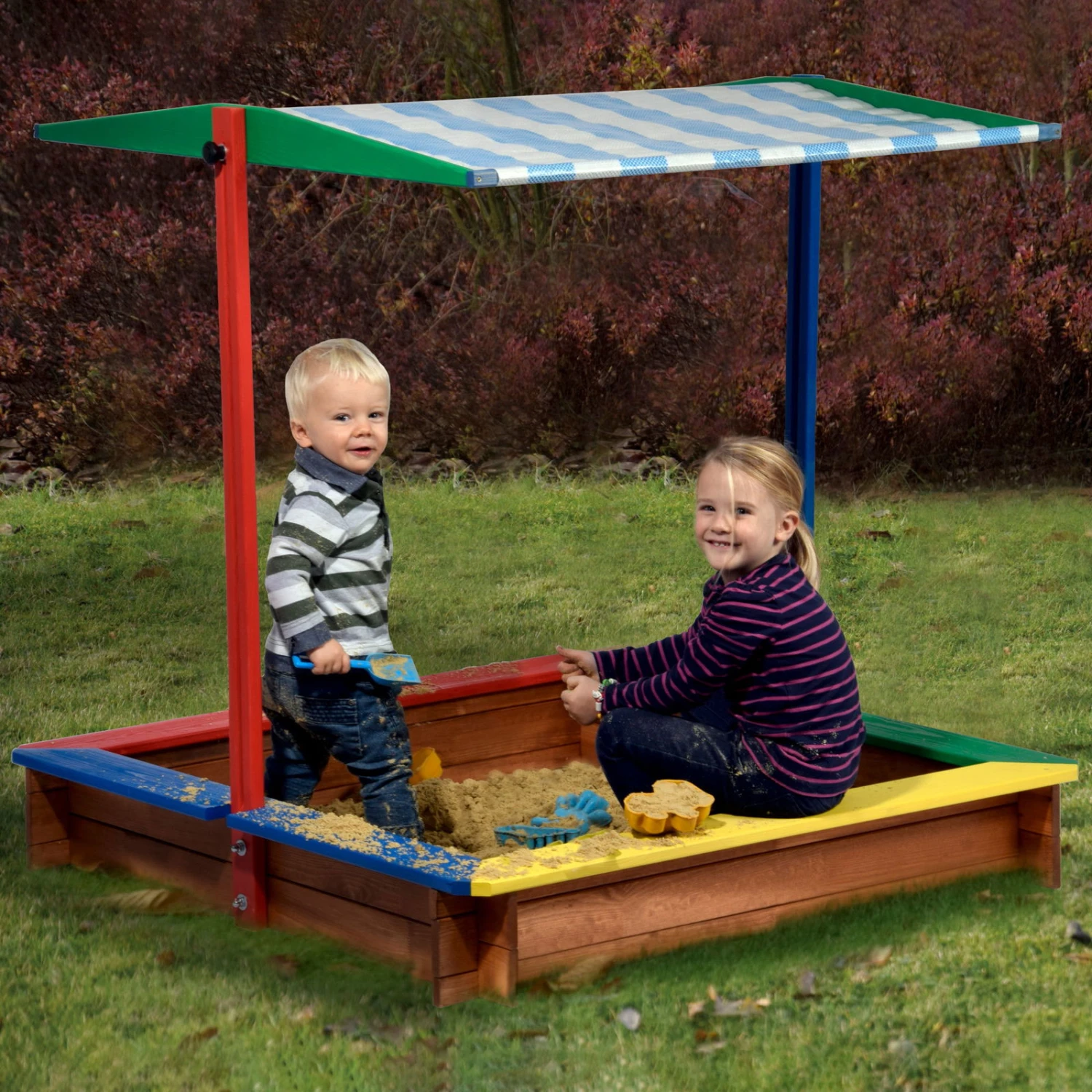 Sandkasten Inkl. Dach, Bunt, 120 X 120 X 120 Cm 1 Sandkasten Inkl. Dach, Bunt, 120 X 120 X 120 Cm