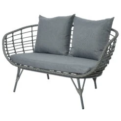 Loungegruppe 'Evora', 4-teilig, Grau -Bio Pflanzen Verkauf 3950101015 Alu Geflechtgruppe Evora 4tlg grau inkl Kissen 3 99291